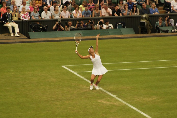 Caroline Wozniacki Serving at Wimbledon