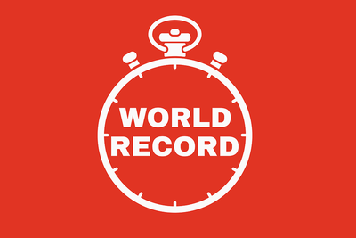World Record Timer Icon Against Red Background